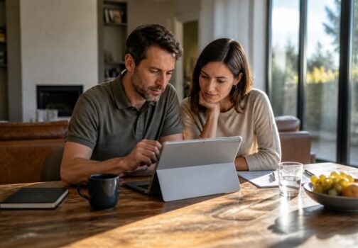 Couple : organiser projets et finances sur tablette tactile Microsoft Surface